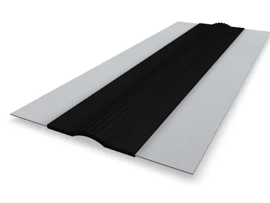 PREFA skjøtestykke for fotrenne, aluminium, svart, 6000 x 375 mm, høykvalitets tetningsløsning for takrenneinstallasjon.