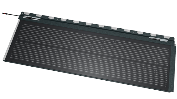 Produktbilde av PREFAs solcelle takplate med PV-kabel