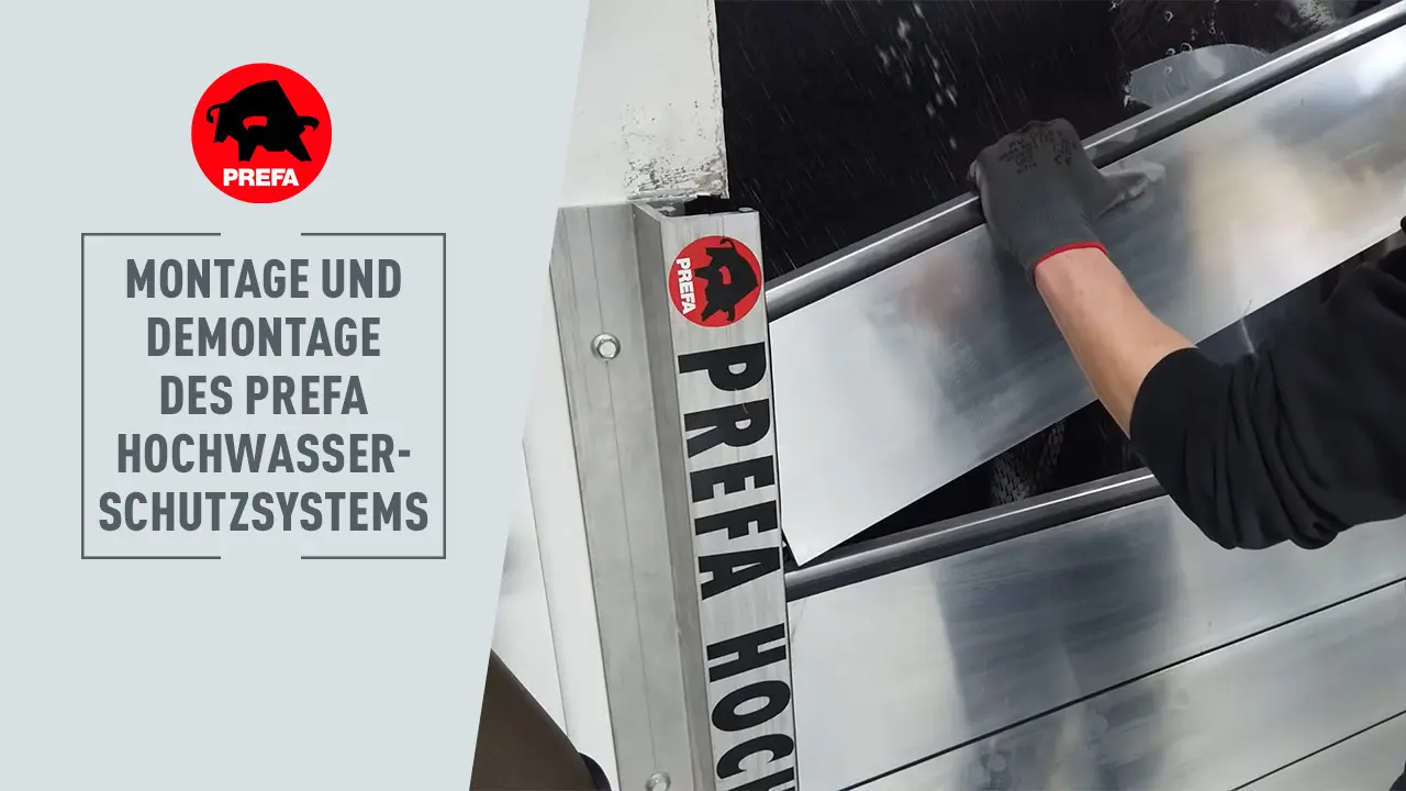 Fotografi av et ferdig montert PREFA-flomvernsystem