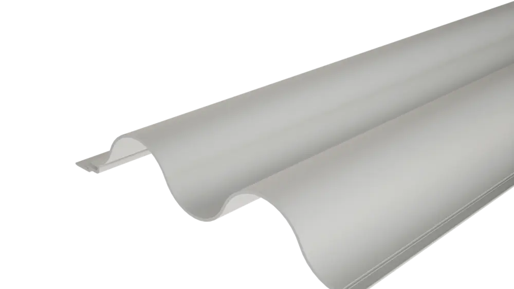 PREFA ekstrudert profil Bølge 34/100 med bølgeformet overflate, for fasadeutforming eller balkongkledning.
