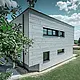 Sideutsnitt av en moderne enebolig med utsikt over Siding.X-fasaden.