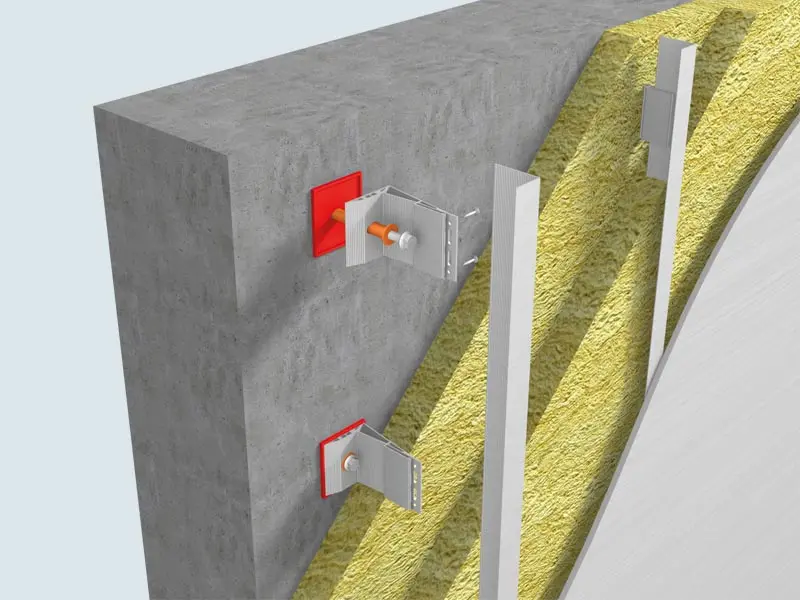 Oppbygging av en bakventilert fasade med metall-underkonstruksjon