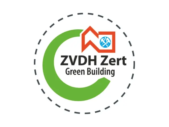 Offizielles Gütesiegel des Zentralverbands des Deutschen Dachdeckerhandwerks (ZVDH) auf weißem Hintergrund.
