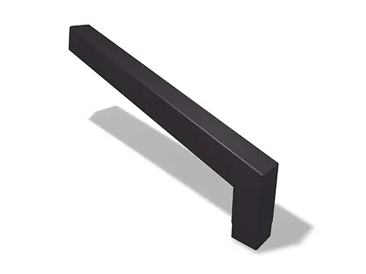 PREFA firkantrørbend 72° (lang), tilgjengelig i størrelsene 80 og 100 mm, med mål på 1000 x 196 mm (synlig).