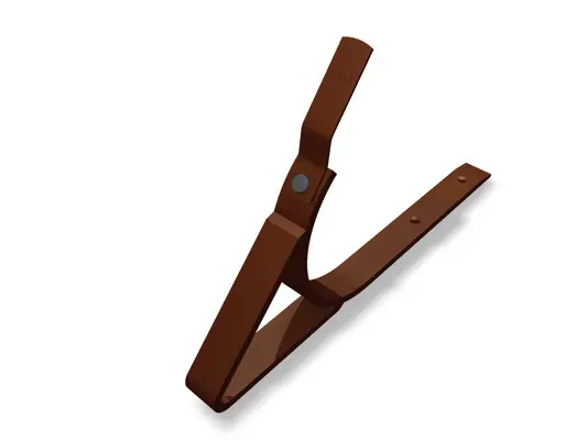 PREFA rennekrok for fotrenne i aluminium, brun, 28 x 7 mm, holdbar festeløsning for takrenneinstallasjon.