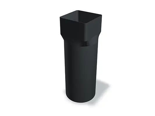 PREFA muffe for firkantrør 100, tilgjengelig i størrelsene 100 Ø 98 mm og 100 Ø 115 mm, muliggjør sikker sammenkobling av firkantrør i takavløpssystemer. Denne muffen sørger for en stabil og varig tetning.
