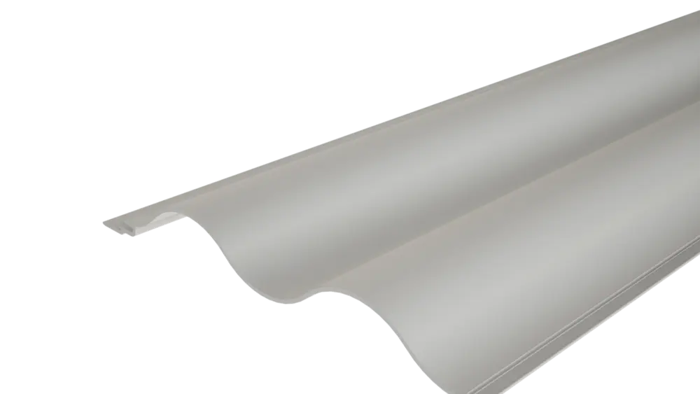 PREFA ekstrudert profil Bølge 22/100 med bølgeformet overflate, for fasadeutforming eller balkongkledning.