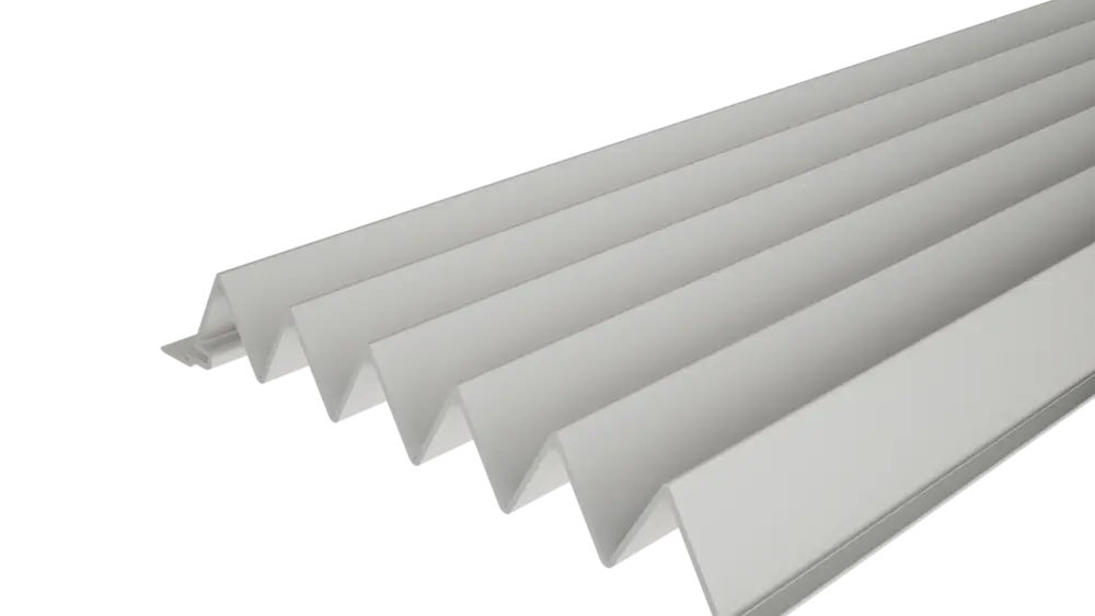 PREFA ekstrudert profil Sikksakk 29/33 med sikksakkformet overflate, for fasadeutforming eller balkongkledning.